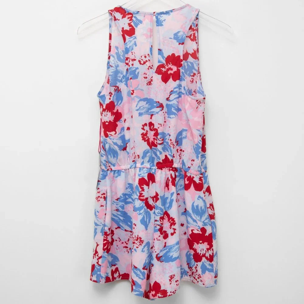 Gibson x Hi Sugarplum Mykonos Romper Abstract Floral Racerback Pink Blue XS New - Picture 2 of 8